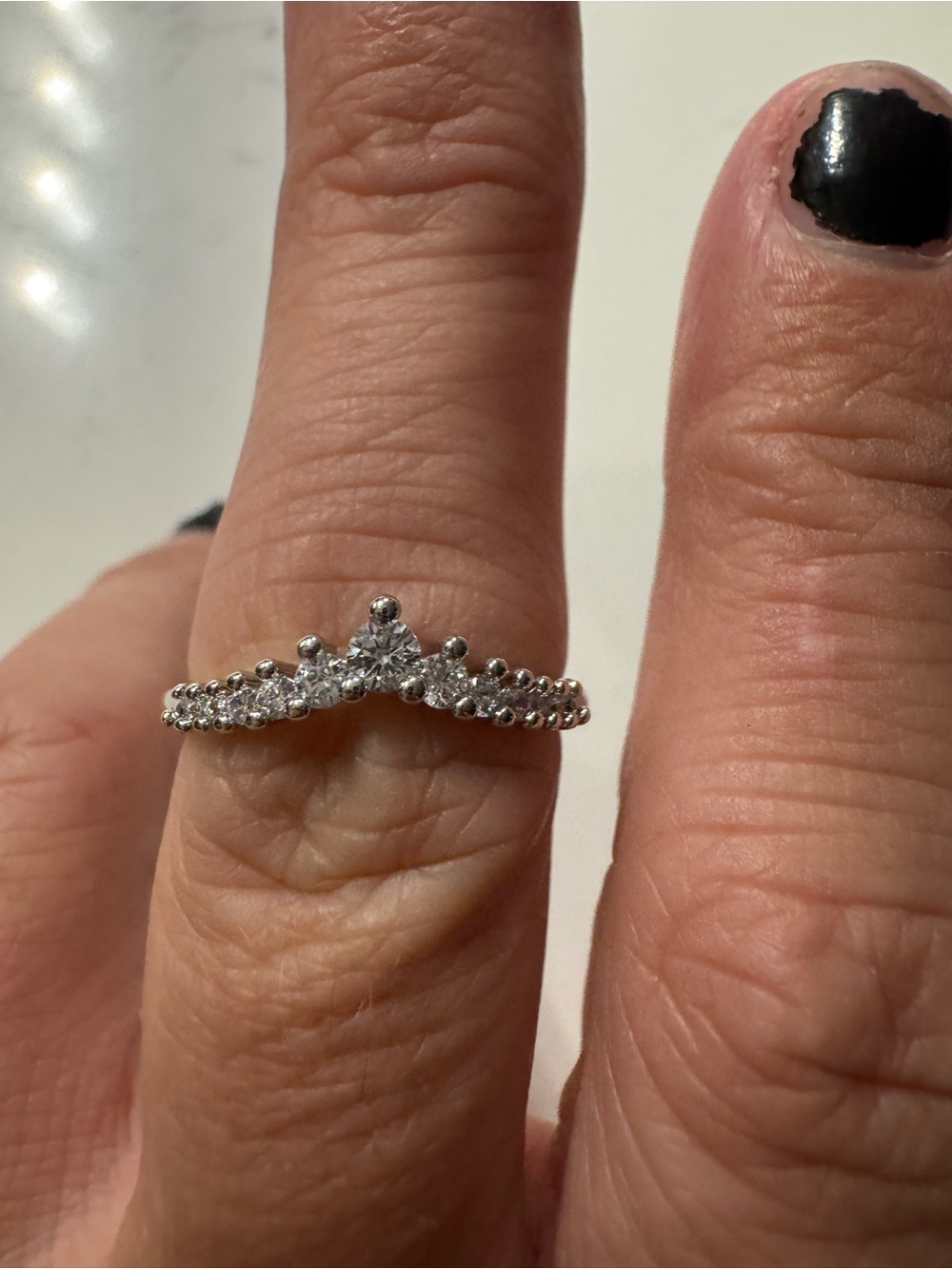 Sterling Silver white sapphire & Cubic Zirconia V-Contour Ring - Silver